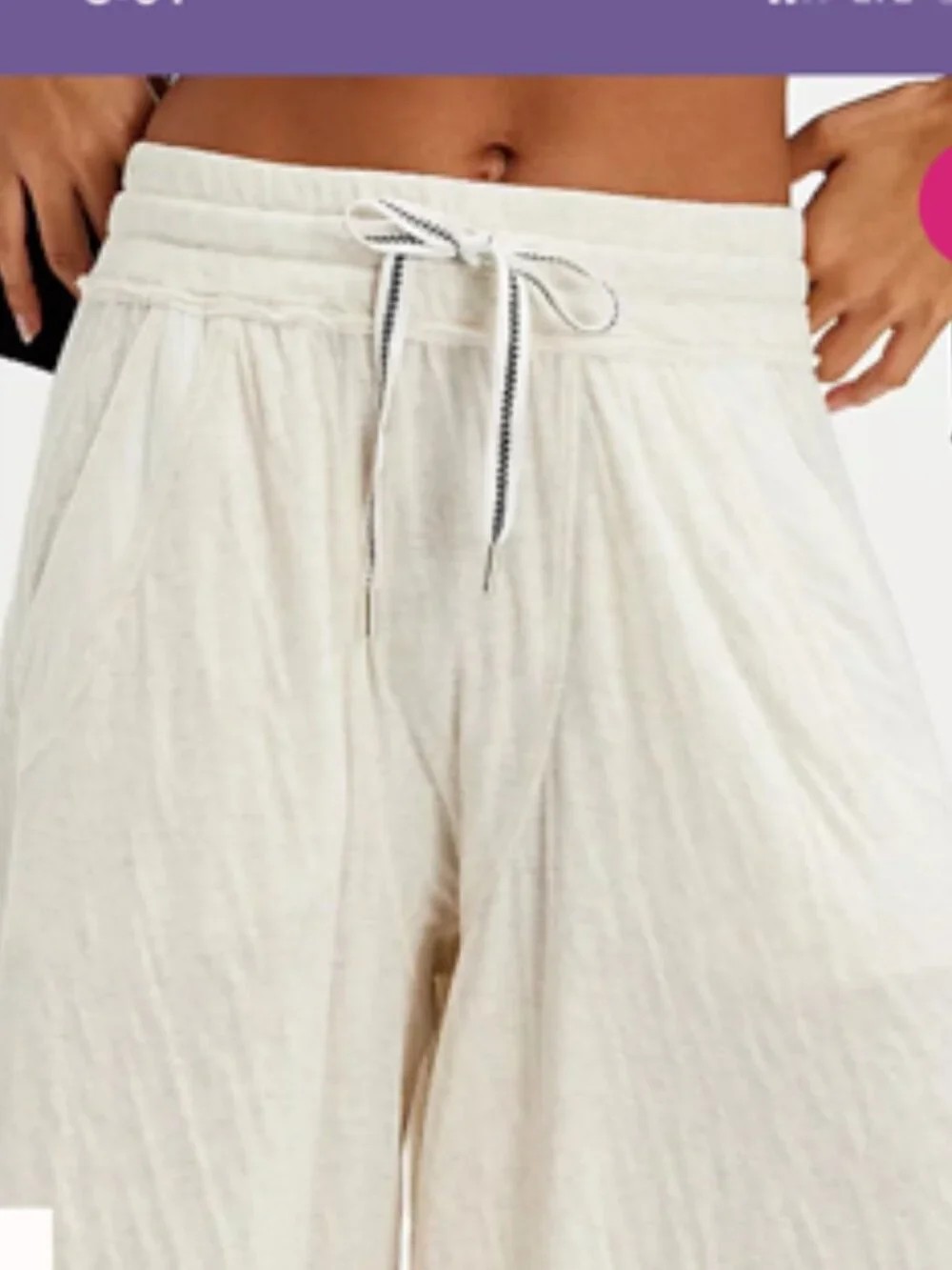 NWT Free People Wait A Minute Wide-Leg Lounge Pants Oatmeal Heather